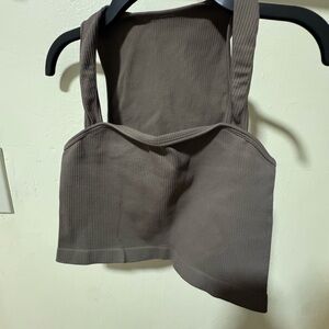 Stylish Brown Ribbed Crop Top